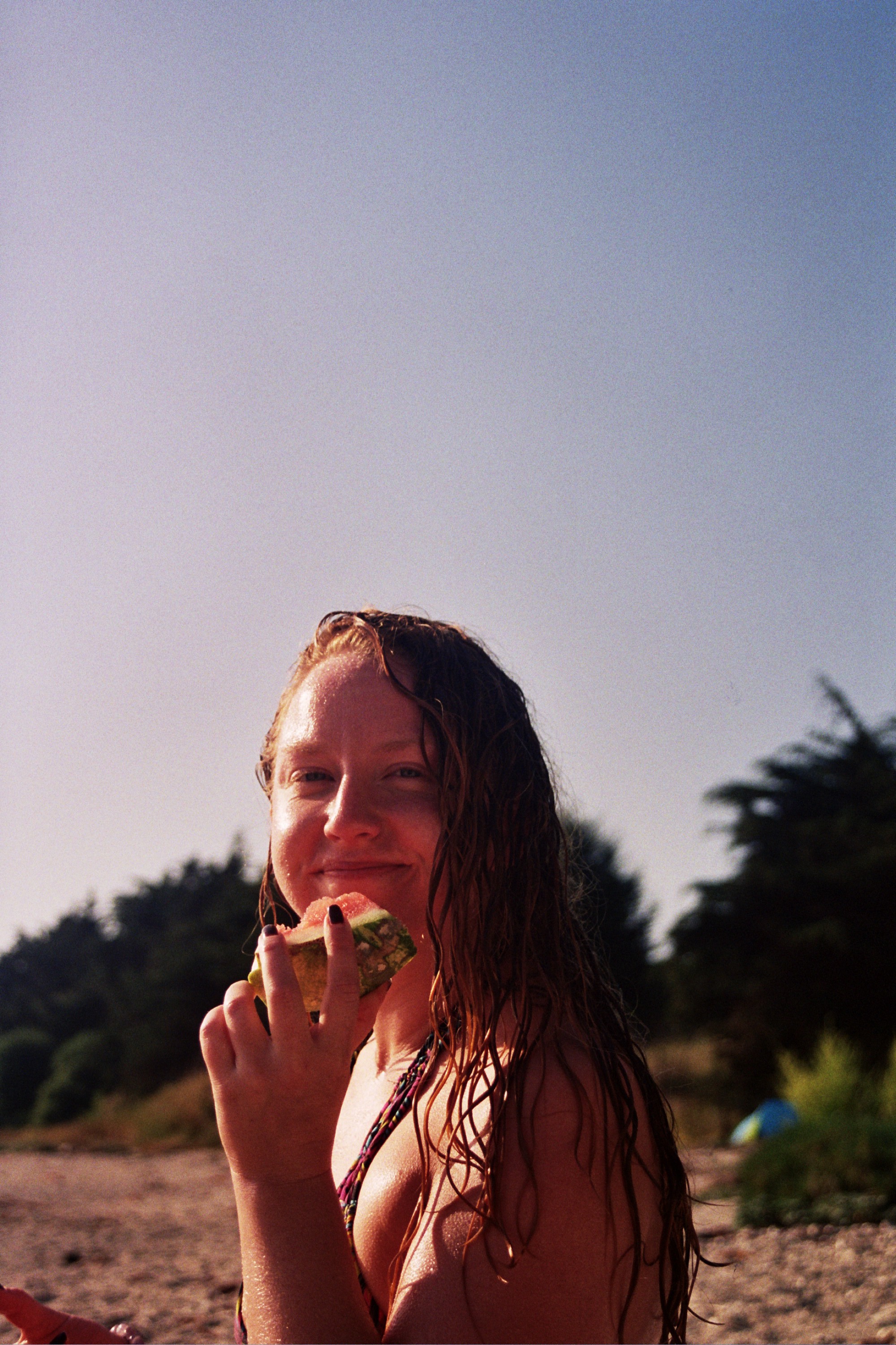 Allie eating watermelon